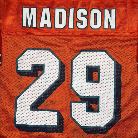 RARE ORANGE  Miami Dolphins  #29 Sam Madison JERSEY NFL REEBOK Men’s XL - Picture 8 of 9
